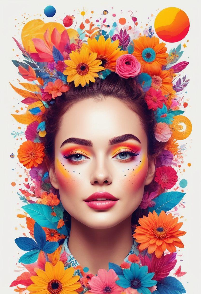 A vibrant and whimsical collage featuring 69 unique digital creations, each radiating joy and positivity. Include colorful geometric patterns, playful animations, and uplifting illustrations that represent a variety of art styles, seamlessly blended together. Bright, cheerful colors dominate the scene, creating a sense of wonder and excitement. The background should be a soft gradient, enhancing the joyful vibe of the creations. surreal digital art. vibrant colors. white background.